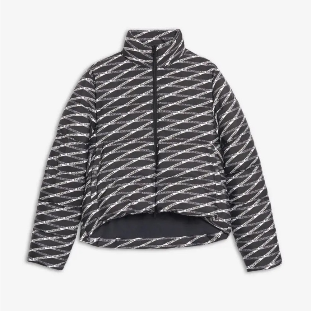 Balenciaga Black and White Puffer C Shaped Logo Jacket